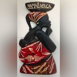 Hand Carved African Woman & baby Wall Art